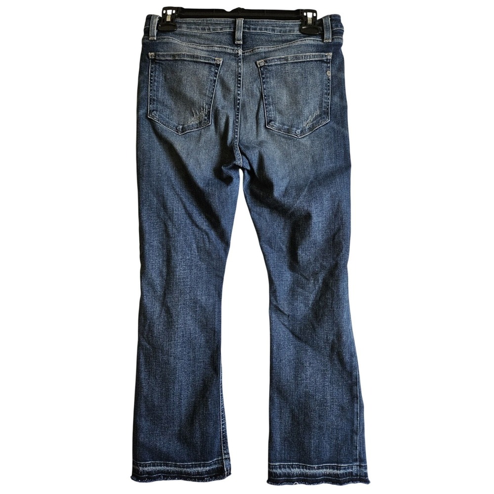 Miss Me Jeans Women 30 Blue Crop Boot Mid Rise Raw Released Hem Distressed Denim
